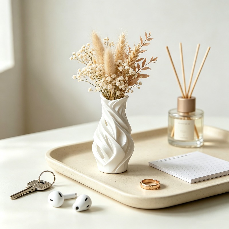 3D 프린팅 트위스트 웨이브 화병 장식품 화이트 스월  - 3D Printing Vase 리뷰 및 가격